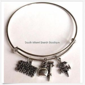 Silver RN Caduceus Nursing Wire Charm Bracelet